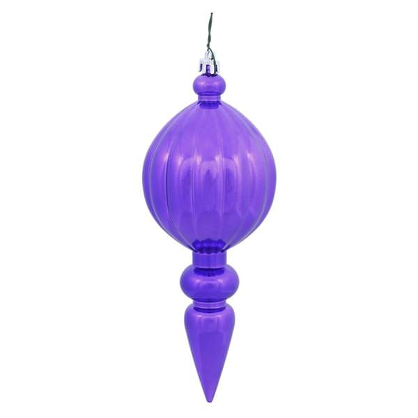 8" Purple Shiny Finial Ornament (6 pack)