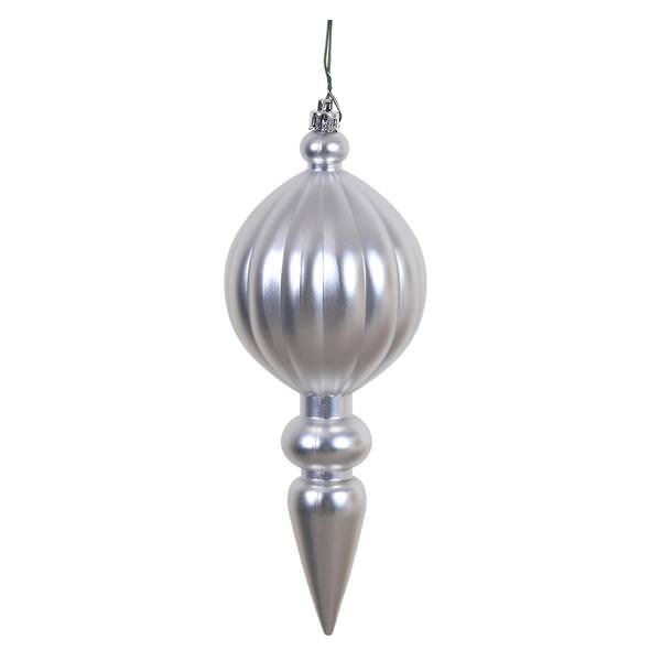 8" Silver Matte Finial Ornament (6 pack)