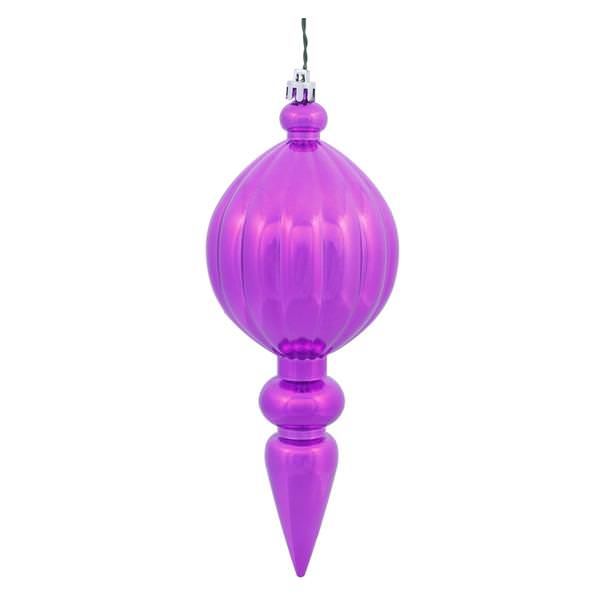 8" Orchid Shiny Finial Ornament (6 pack)