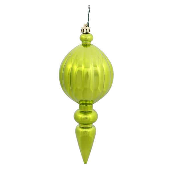 8" Lime Shiny Finial Ornament (6 pack)
