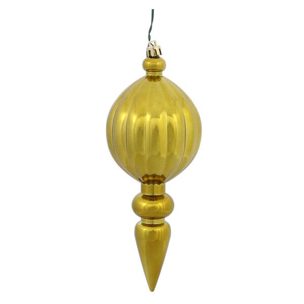 8" Olive Shiny Finial Ornament (6 pack)