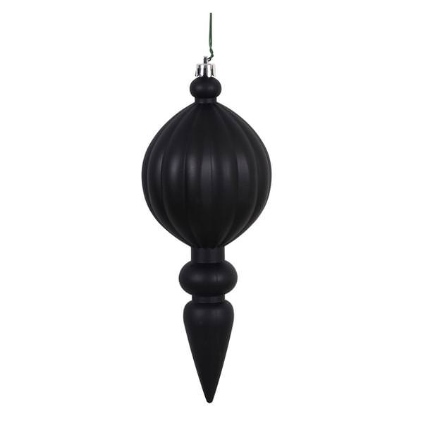 8" Black Matte Finial Ornament (6 pack)