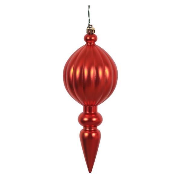 8" Burnished Orange Matte Finial Ornament (6 pack)