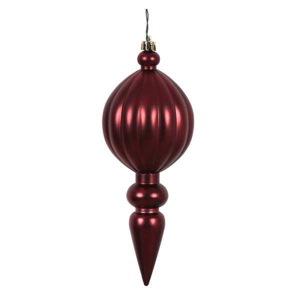 8" Wine Shiny Finial Ornament (6 pack)