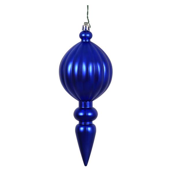 8" Cobalt Matte Finial Ornament (6 pack)