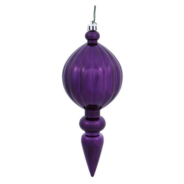 8" Plum Shiny Finial Ornament (6 pack)