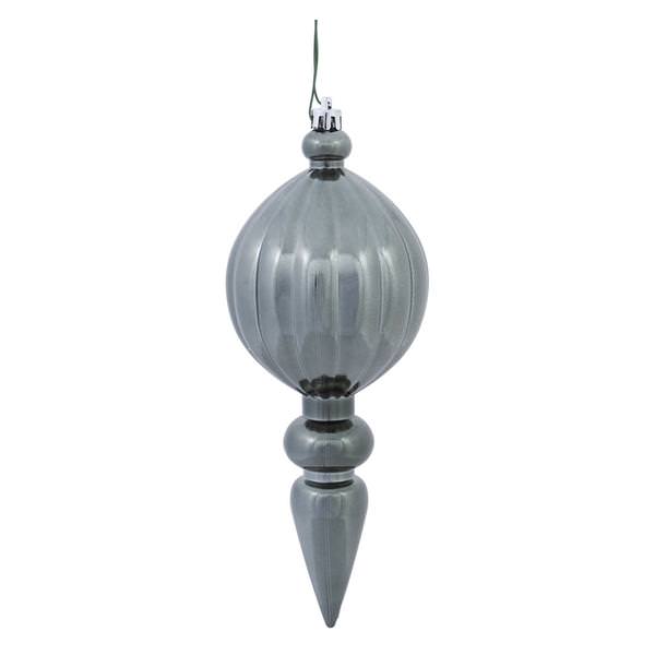 8" Pewter Shiny Finial Ornament (6 pack)