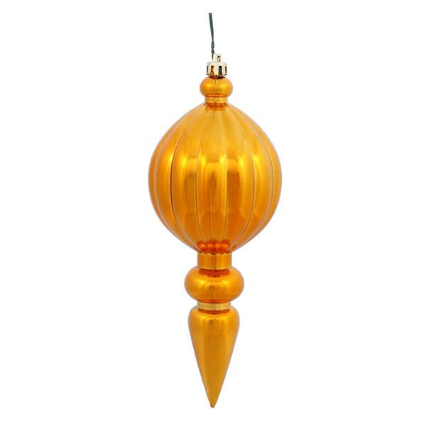8" Antique Gold Shiny Finial Ornament (6 pack)