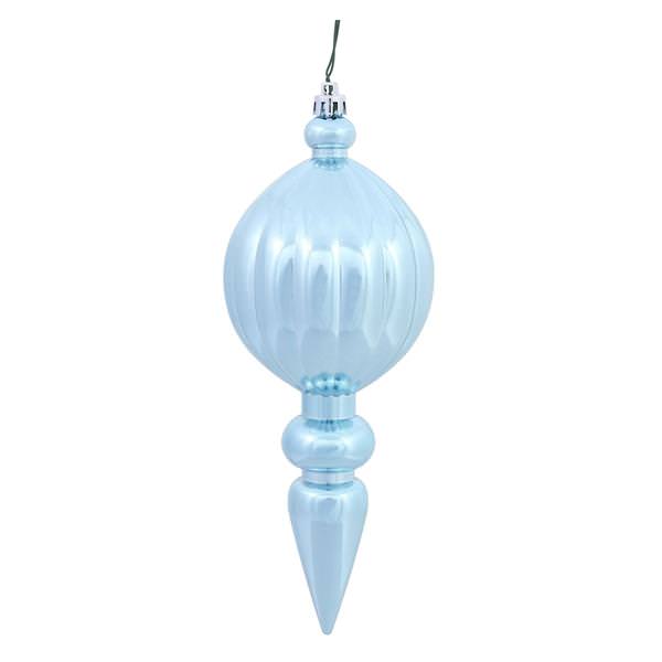 8" Baby Blue Shiny Finial Ornament (6 pack)
