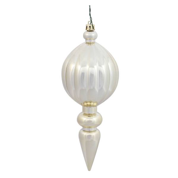 8" Champagne Shiny Finial Ornament (6 pack)