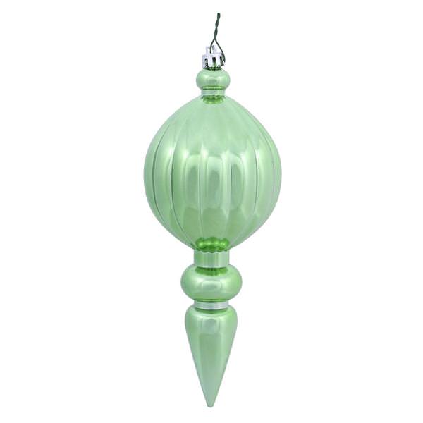 8" Celadon Shiny Finial Ornament (6 pack)