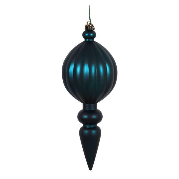 8" Midnight Green Matte Finial Ornament (6 pack)