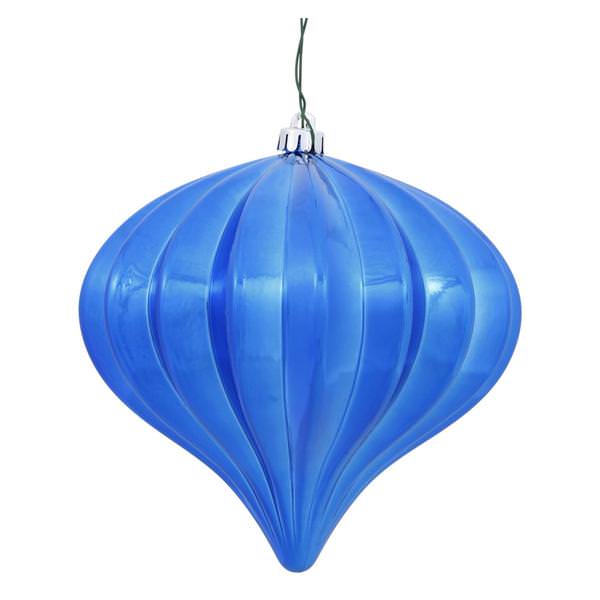 5.7" Blue Shiny Onion Ornament (3 pack)