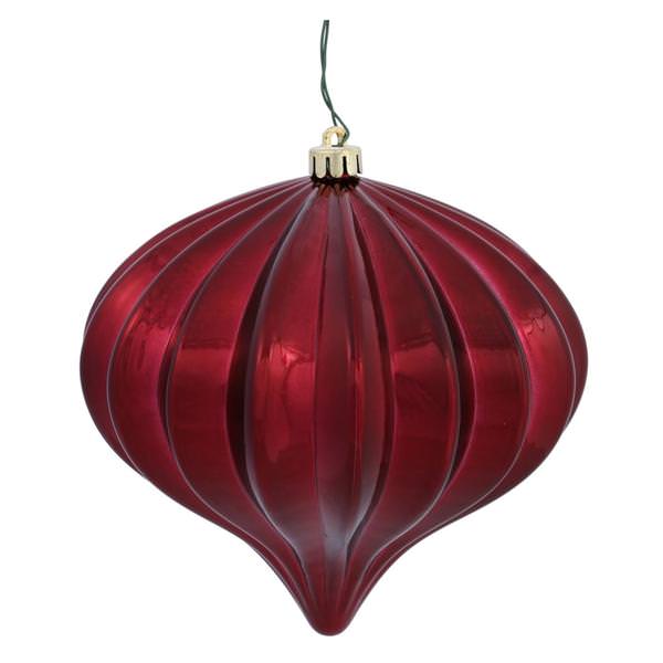 5.7" Burgundy Shiny Onion Ornament (3 pack)