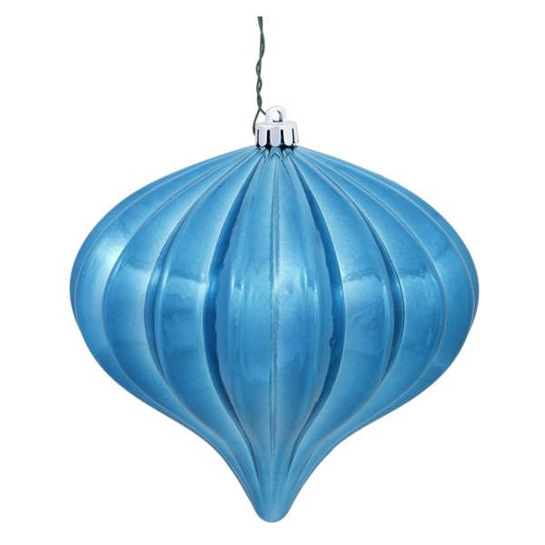 5.7" Turquoise Shiny Onion Ornament (3 pack)