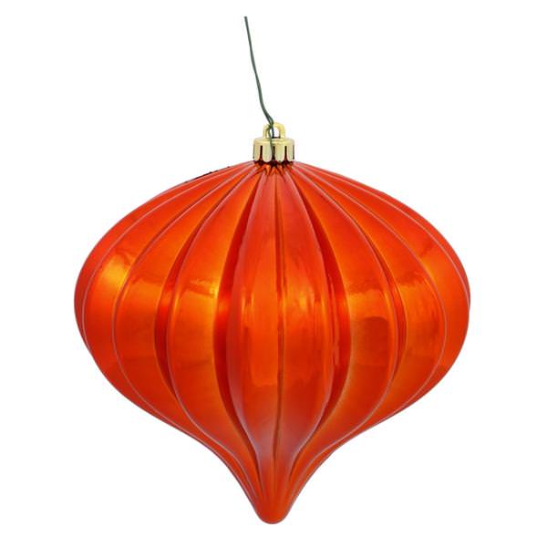 5.7" Burnished Orange Shiny Onion Ornament (3 pack)
