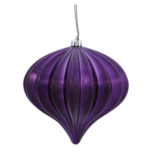 5.7" Plum Shiny Onion Ornament (3 pack)