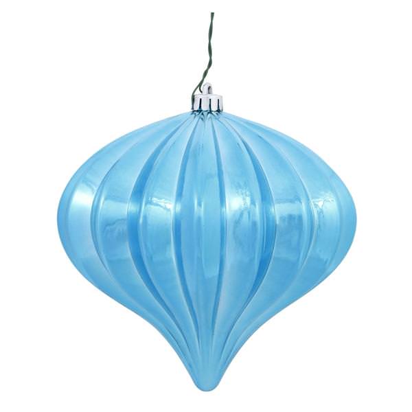 5.7" Sea Blue Shiny Onion Ornament (3 pack)