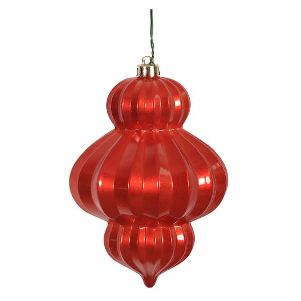 6" Burnished Orange Candy Lantern Ornament (3 pack)