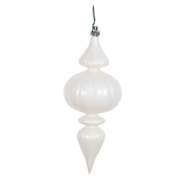 7" White Candy Finial Ornament (6 pack)