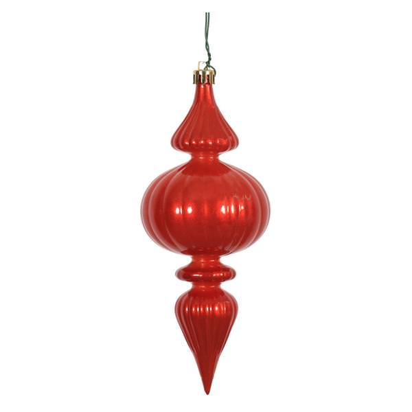 7" Burnished Orange Candy Finial Ornament (6 pack)