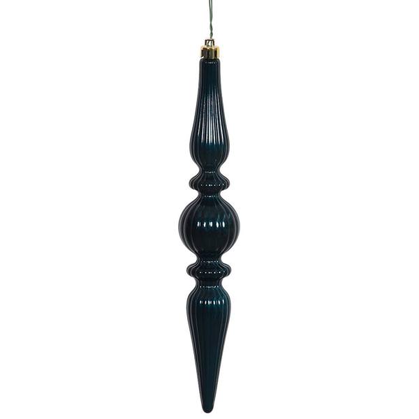 9" Midnight Green Candy Finish Finial Drop Ornament (6 pack)