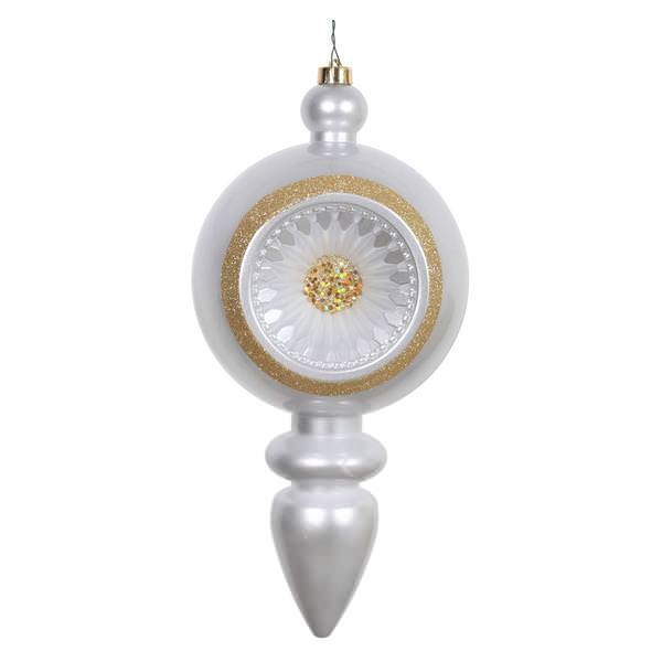 15.75" Silver Candy Diamond Finial Ornament
