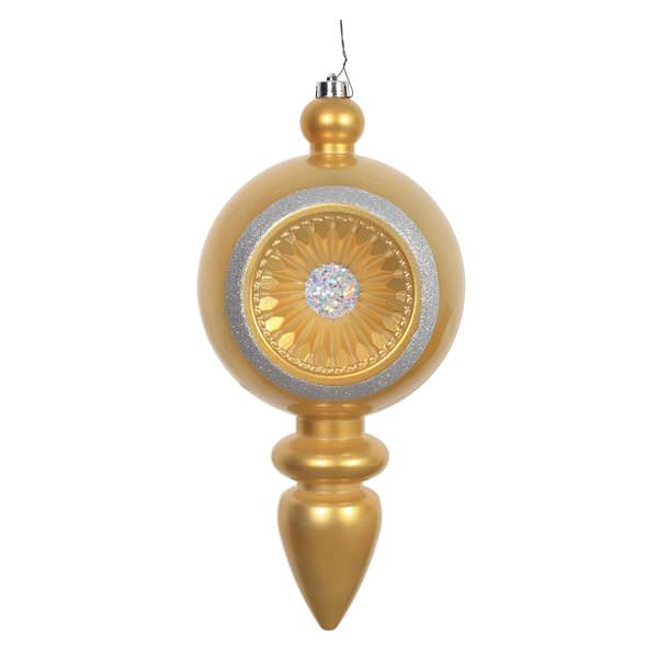 15.75" Gold Candy Diamond Finial Ornament