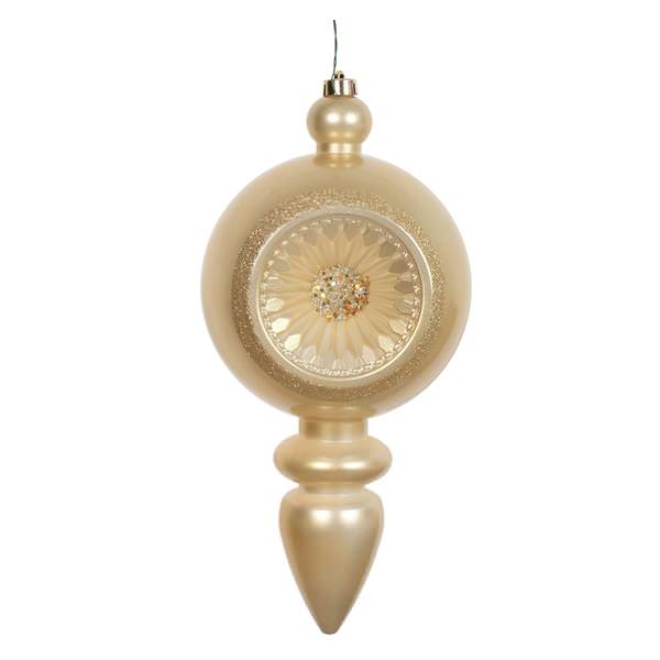15.75" Champagne Candy Diamond Finial Ornament