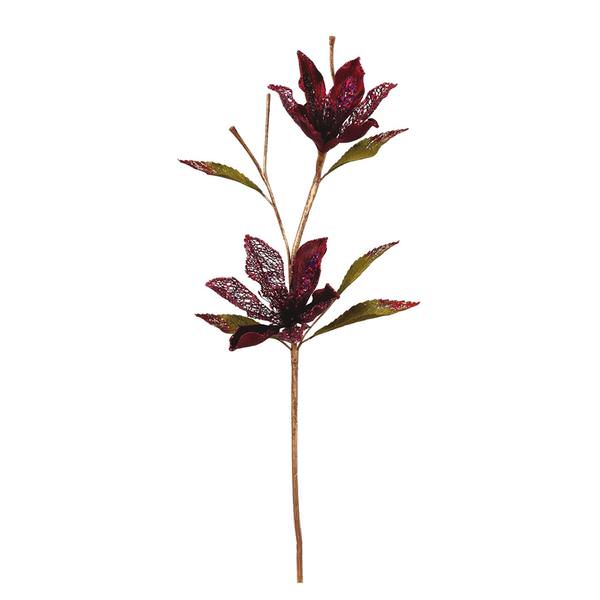 23" Burgundy Velvet Magnolia 6" Flower Pick