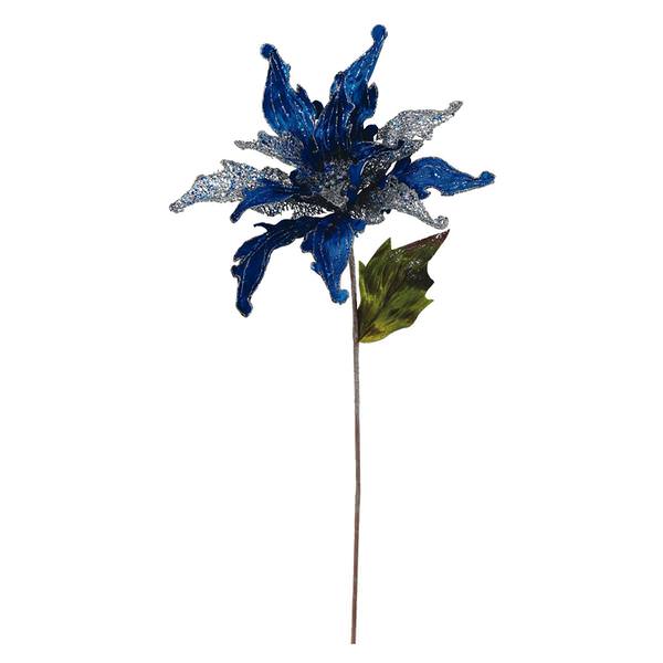 31" Blue Velvet Poinsettia 14" Flower Pick