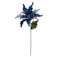 Vickerman 31" Blue Velvet Poinsettia 14" Flower Pick