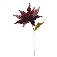 Vickerman 31" Burgundy Velvet Poinsettia 14" Flower Pick
