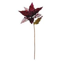 Vickerman 32" Burgundy Glitter Poinsettia 11" Flower Pick