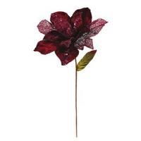 Vickerman 31" Burgundy Glitter Velvet Magnolia 13" Flower Pick