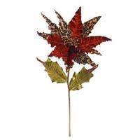 Vickerman 21" Brown Cheetah Velvet Poinsettia 11" Flower Pick