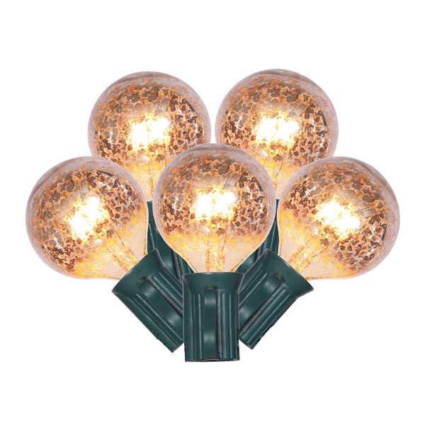 10 Light 10' Green Wire G40 Gold Mercury with 12" Spacing