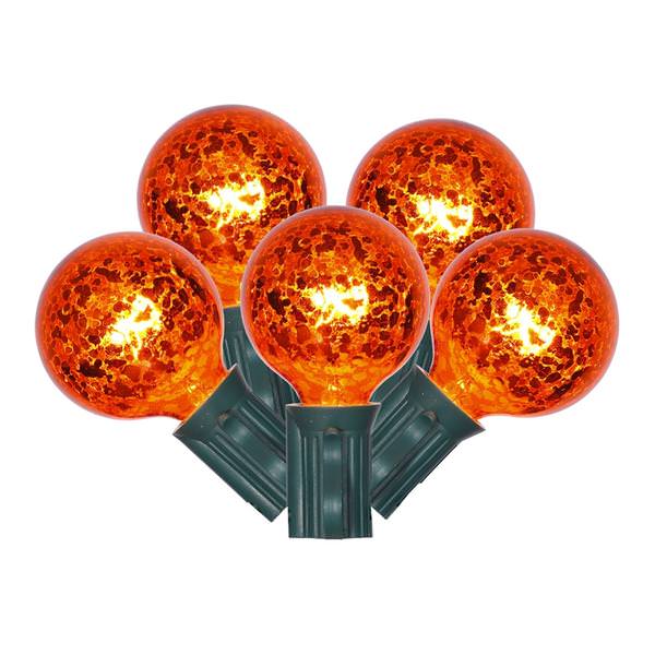 10 Light 10' Green Wire G40 Orange Mercury with 12" Spacing