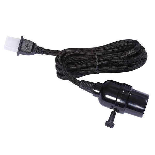 8' Black Medium Screw Base Socket Cord