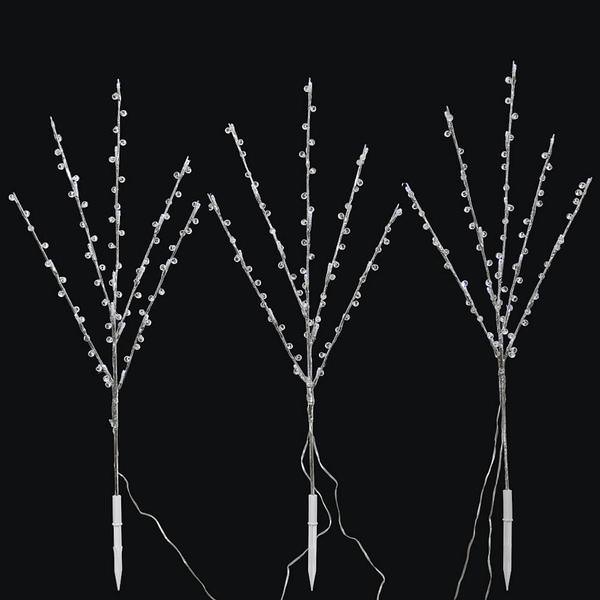 Acrylic Beaded Lawn Stake LED Lighted Branch (3 pack)