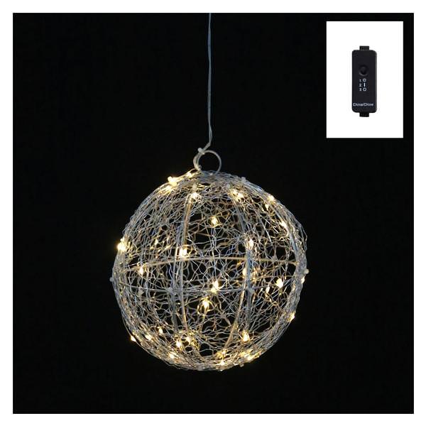 8" Silver Wire Ball 40 Warm White Angel Tear Lights Hanging Christmas Light