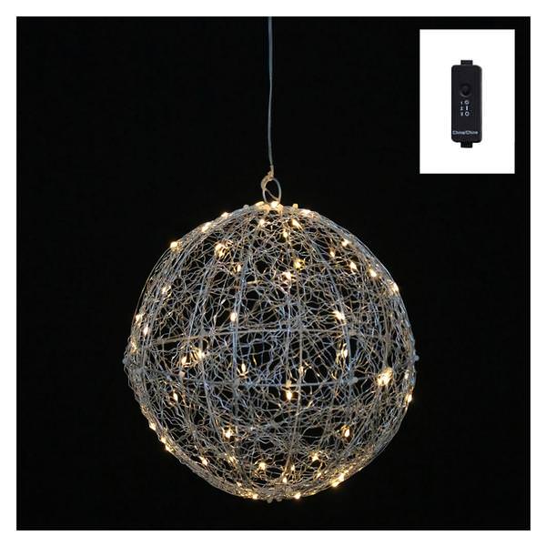 10" Silver Wire Ball 60 Warm White Angel Tear Lights Hanging Christmas Light