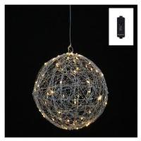 Vickerman 10" Silver Wire Ball 60 Warm White Angel Tear Lights Hanging Christmas Light