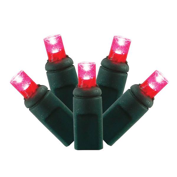 100 Light 34' Green Wire Magenta Wide Angle LED String with 4" Spacing