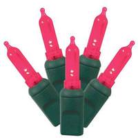 View 100 Light 34' Green Wire Magenta Italian LED String with 4" Spacing