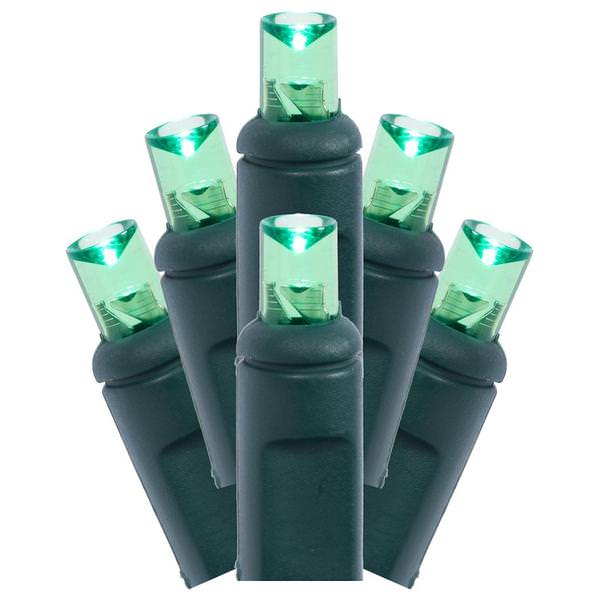 50 Light 4.8 watt 17' Green Wire Green Wide Angle LED Light String