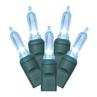 View 50 Light 25' Green Wire Teal Italian LED Miniature String with 6" Spacing