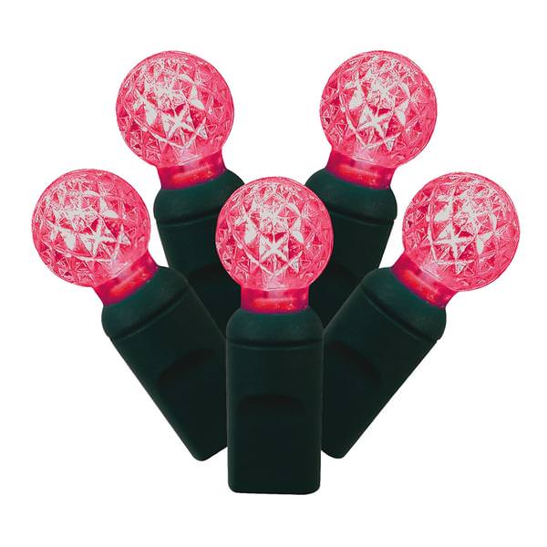 50 Light 25' Green Wire Magenta G12 Berry LED Miniature String with 6" Spacing