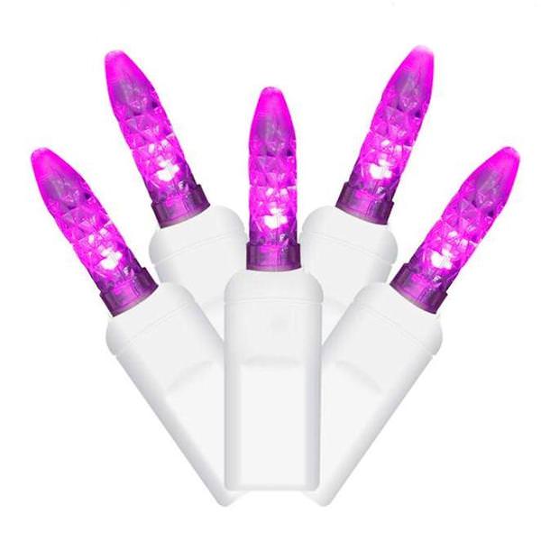 70 Light 9' White Wire Purple M5 LED Icicle String with 3.5" Spacing