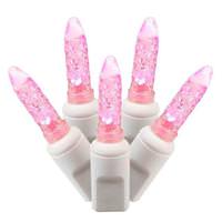 Vickerman 70 Light 9' White Wire Pink M5 LED Icicle String with 3.5" Spacing